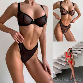 b13-1202 Комплект нижнего белья: бюстгальтер без поролона и стринги, S-L, 1 пачка (3 шт) b13-1202 Комплект нижнего белья: бюстгальтер без поролона и стринги, S-L, 1 пачка (3 шт)