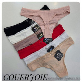 b4-2616 Coeur Joie Трусики женские однотонные стринги, S-XL, 1 пачка (6 шт)