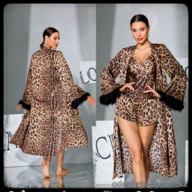 b5-1167-1 Комплект женской одежды для сна 3в1: халат, майка и шорты, S-L, 1 пачка (3 шт)