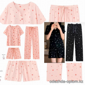 b15-2530-1 Комплект женской одежды для сна 3в1: кофта, шорты и штаны, 42-48, 1 пачка (4 шт) b15-2530-1 Комплект женской одежды для сна 3в1: кофта, шорты и штаны, 42-48, 1 пачка (4 шт)