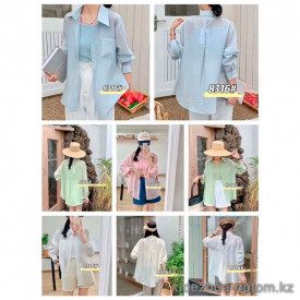 w35-8316 Рубашка женская однотонная с длинными рукавами, марлевка, стандарт, 1 шт