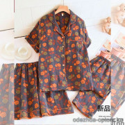 b16-32507 Комплект женской муслиновой пижамы 3в1: рубашка, шорты и штаны, M-XL, 1 пачка (3 шт)