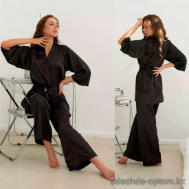 b13-2sp1021 Комплект женской домашней одежды: кимоно и штаны, стандарт (44-46), 1 пачка (3 шт)