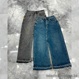 j4-0849 Юбка женская джинсовая с разрезом, 25-29, стрейч, 1 пачка (5 шт)