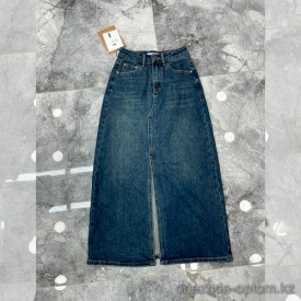 j4-0851 Юбка женская джинсовая с разрезом, 25-29, стрейч, 1 пачка (5 шт)