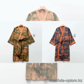 b15-206 Халат женский муслиновый с длинным рукавом, M-XL, 1 пачка (3 шт)