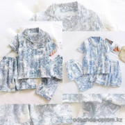 b15-3012-2 Комплект женской муслиновой пижамы 3в1: рубашка, штаны и шорты, M-XL, 1 пачка (3 шт)