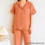 b15-302-9 Комплект женской муслиновый пижамы: рубашка и штаны, M-XL, 1 пачка (3 шт)