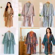 b15-400-4 Халат женский муслиновый с длинным рукавом, M-L, 1 пачка (2 шт)