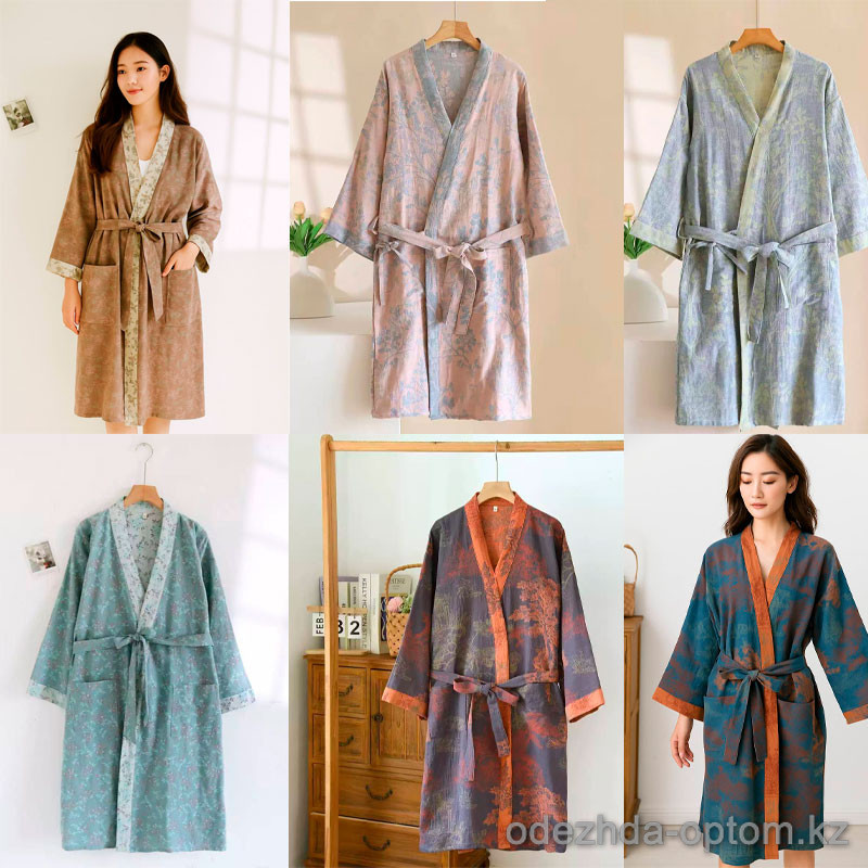 b15-400-4 Халат женский муслиновый с длинным рукавом, M-L, 1 пачка (2 шт) b15-400-4 Халат женский муслиновый с длинным рукавом, M-L, 1 пачка (2 шт)