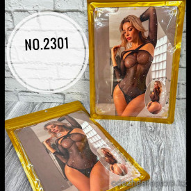 b5-2301-0 Боди женское прозрачное со стразами, стандарт, 1 шт