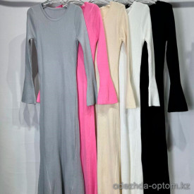w26-01018-1 Платье женское однотонное с длинными рукавами, стандарт, 1 шт