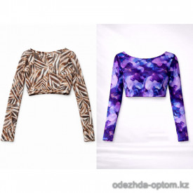 z2-W8021 Пляжный женский топ с длинными рукавами, S-XL, 1 пачка (4 шт)