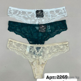 b6-2266-3 Coeur Joie Трусики женские кружевные стринги, S-XL, 1 пачка (6 шт)