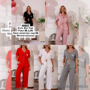 b6-2827-3 Комплект женской пижамы: рубашка и штаны, M-XL, 1 пачка (3 шт)