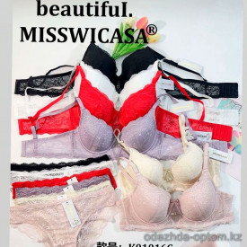 b6-K01016 Miss Wicasa Комплект кружевного нижнего белья: бюстгальтер и трусики, чашка C, 1 пачка (3 шт)