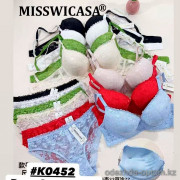 b6-K0452 Miss Wicasa Комплект кружевного нижнего белья: бюстгальтер и трусики, чашка C, 1 пачка (3 шт)