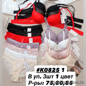b6-K0825-1 Miss Wicasa Комплект нижнего белья: бюстгальтер и трусики, чашка B, 1 пачка (3 шт)