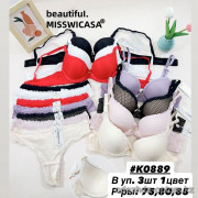 b6-K0889 Miss Wicasa Комплект нижнего белья: бюстгальтер и стринги, чашка B, 1 пачка (3 шт)