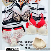 b6-K0988 Miss Wicasa Комплект нижнего белья: бюстгальтер и кружевные трусики, чашка B, 1 пачка (3 шт)