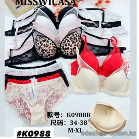 b6-K0988 Miss Wicasa Комплект нижнего белья: бюстгальтер и кружевные трусики, чашка B, 1 пачка (3 шт)
