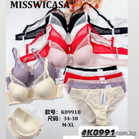 b6-K0991 Miss Wicasa Комплект нижнего белья: бюстгальтер и трусики, чашка B, 1 пачка (3 шт)
