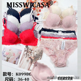 b6-K0998 Miss Wicasa Комплект кружевного нижнего белья: бюстгальтер и трусики, чашка C, 1 пачка (3 шт)