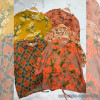 W6-0809 Рубашка женская с орнаментом с утяжками, лен, стандарт (42-48), 1 шт