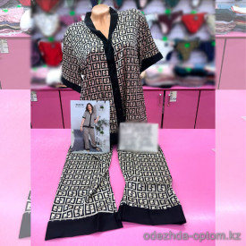 b6-5201-2 Пижама женская двойка: рубашка и штаны, шелк, большие размеры, 3XL-5XL, 1 пачка (3 шт)