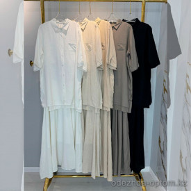 w26-1252 Костюм женский двойка: рубашка с короткими рукавами и юбка, стандарт, 1 шт