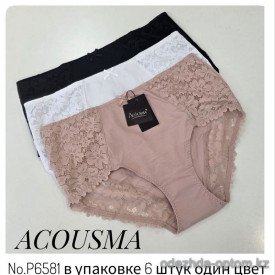 b4-P6581 Acousma Трусики женские высокие, большие размеры, L-4XL, 1 пачка (6 шт)