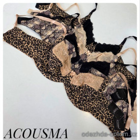 b4-U6572 Acousma Бюстгальтер без поролона эластичный, чашка D, 1 пачка (6 шт)