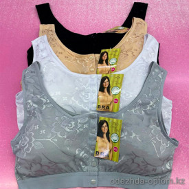 b6-88012 Бра женский ажурный на кнопке, большие размеры, 4XL-6XL, 1 пачка (6 шт)