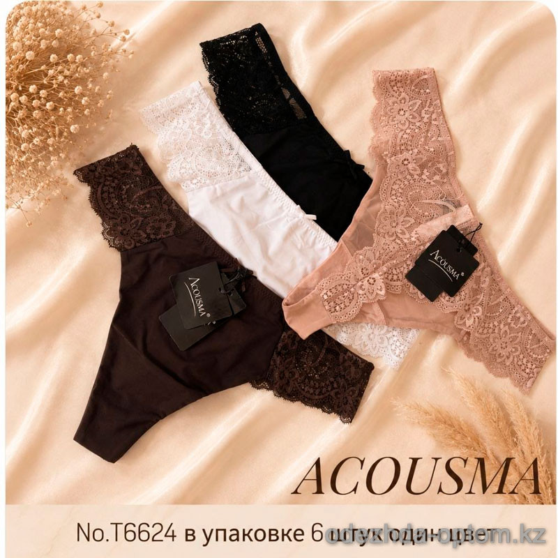 b4-T6624 Acousma Трусики женские кружевные стринги, M-XL, 1 пачка (6 шт) b4-T6624 Acousma Трусики женские кружевные стринги, M-XL, 1 пачка (6 шт)