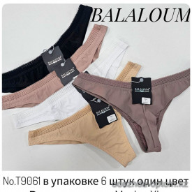 b4-T9061 Balaloum Трусики женские стринги, M-XL, 1 пачка (6 шт)