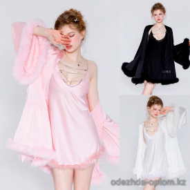 b16-4653 Комплект женской одежды для сна: халат и сорочка, M-XL, 1 пачка (3 шт)