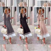 w38-0145 Платье женское с плиссированной юбкой в комплекте с ремнем, стандарт, 1 шт