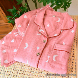 b16-0152 Комплект женской муслиновой пижамы: рубашка и штаны, L-2XL, 1 пачка (3 шт)