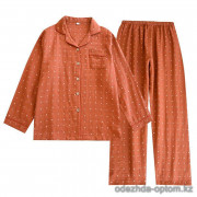 b16-0153 Комплект женской муслиновой пижамы: рубашка и штаны, M-XL, 1 пачка (3 шт)