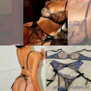 b18-275-1 Комплект кружевного нижнего белья: бюстгальтер, пажи и стринги, S-L, 1 пачка (3 шт)