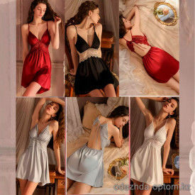 b18-4302 Сорочка женская на бретельках с кружевной вставкой, стандарт, 1 пачка (3 шт)