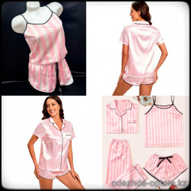 b5-5004-1 Комплект женский пижамы 4в1: рубашка, майка, шорты и штаны, S-L, 1 пачка (3 шт)