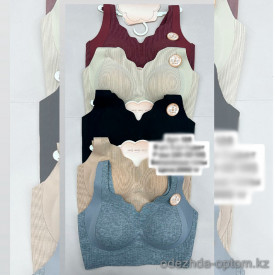 b6-120-1 Топ женский в рубчик однотонный и бесшовный, стандарт (46-50), 1 пачка (5 шт)