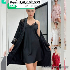 b6-26155 Комплект женской одежды для сна: халат и сорочка, S-2XL, 1 пачка (5 шт)