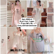 b6-6903-2 Комплект женской одежды для сна: халат и сорочка, M-XL, 1 пачка (3 шт)