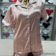 b6-9110 Комплект женской атласной пижамы: рубашка и шорты, M-2XL, 1 пачка (4 шт)