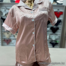 b6-9110 Комплект женской атласной пижамы: рубашка и шорты, M-2XL, 1 пачка (4 шт)