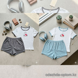 b15-0608 Комплект подростковой пижамы: майка и шорты, 140-160, 1 пачка (4 шт)