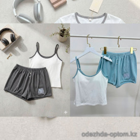 b15-0619 Комплект подростковой пижамы: майка с поролоном и шорты, 140-160, 1 пачка (4 шт)