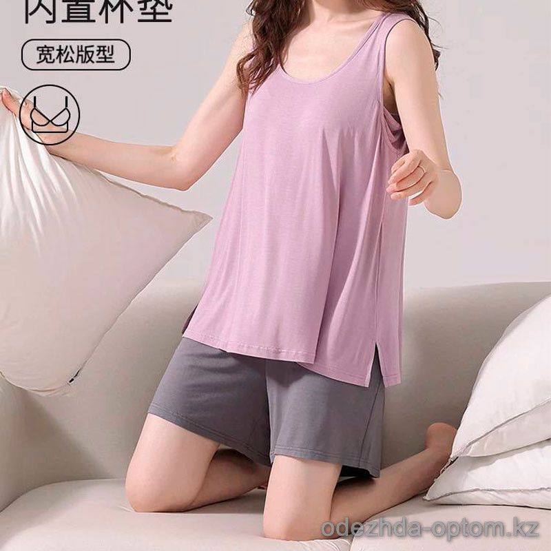 b15-23155 Комплект женской пижамы: майка и шорты, M-L, 1 пачка (2 шт) b15-23155 Комплект женской пижамы: майка и шорты, M-L, 1 пачка (2 шт)